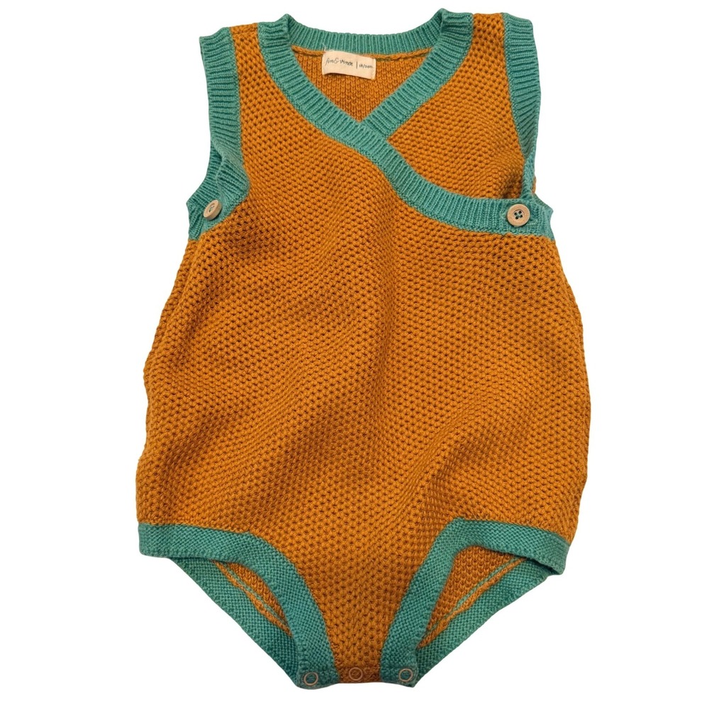 Fin‎ and Vince Kids Knit Romper Wrap Bubble 18-24M Boho Earthy Neutral Cozy